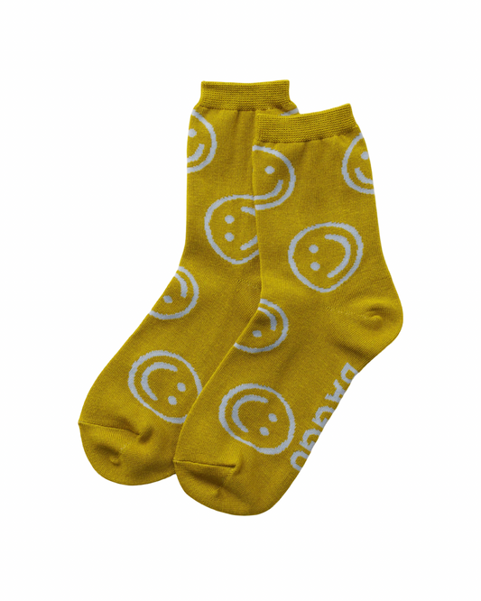 Ochre Happy Crew Socks
