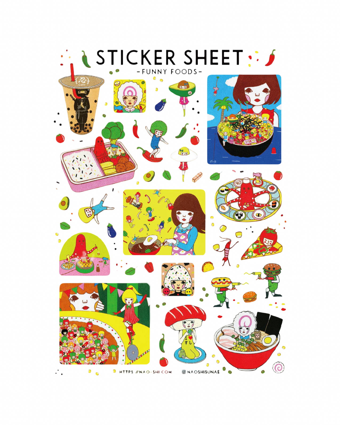 Funny Foods Sticker Sheet