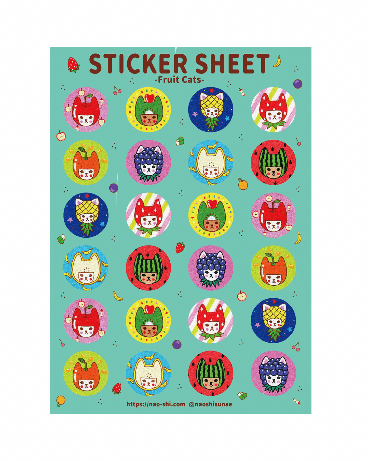 Fruit Cats Sticker Sheet