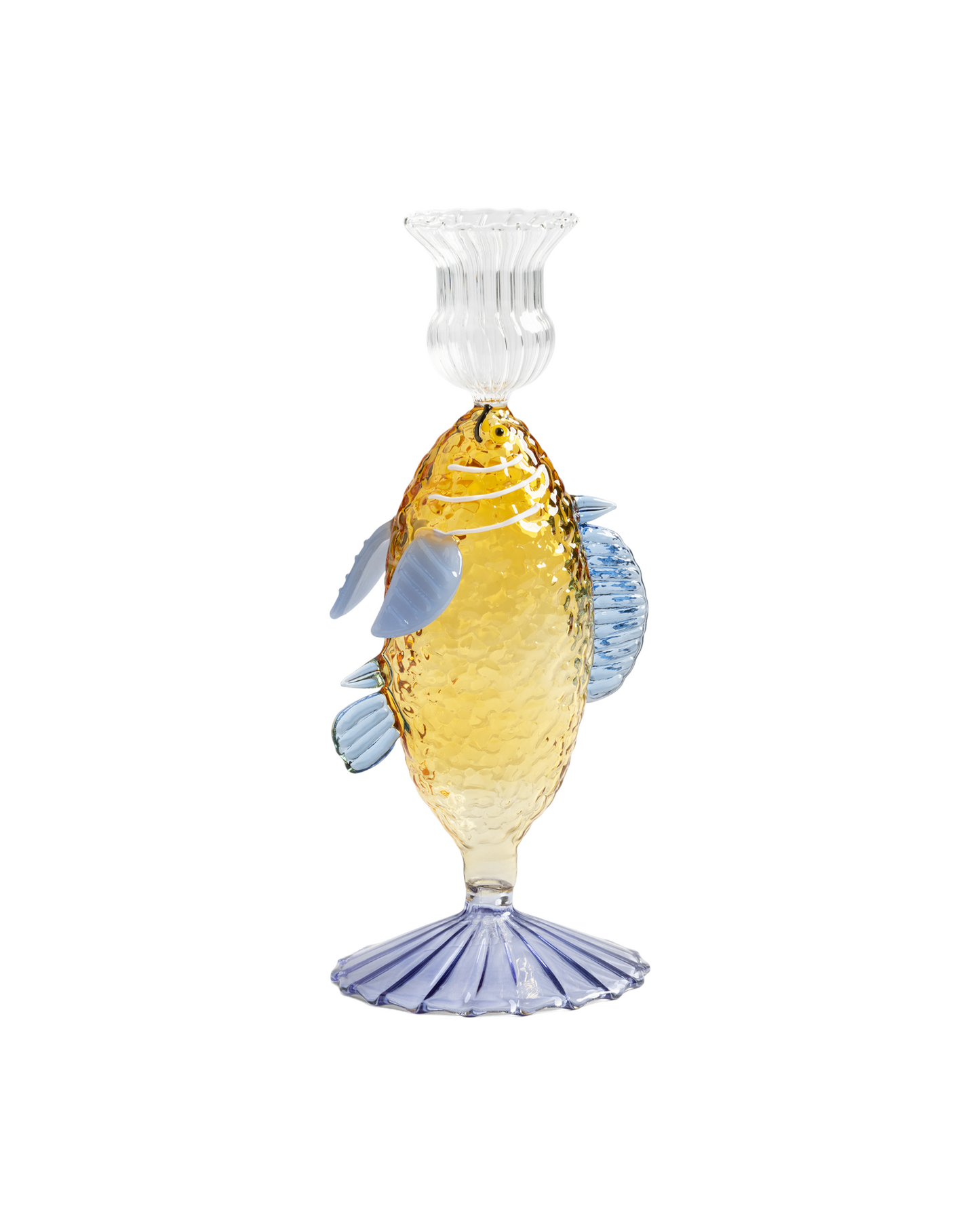 Glass Fish Candle Holder - Yellow