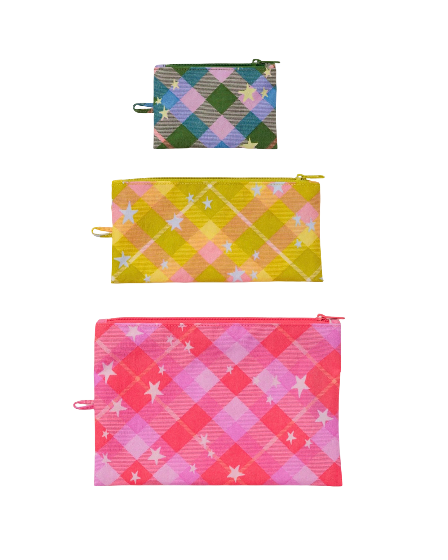 Star Plaid Flat Pouch