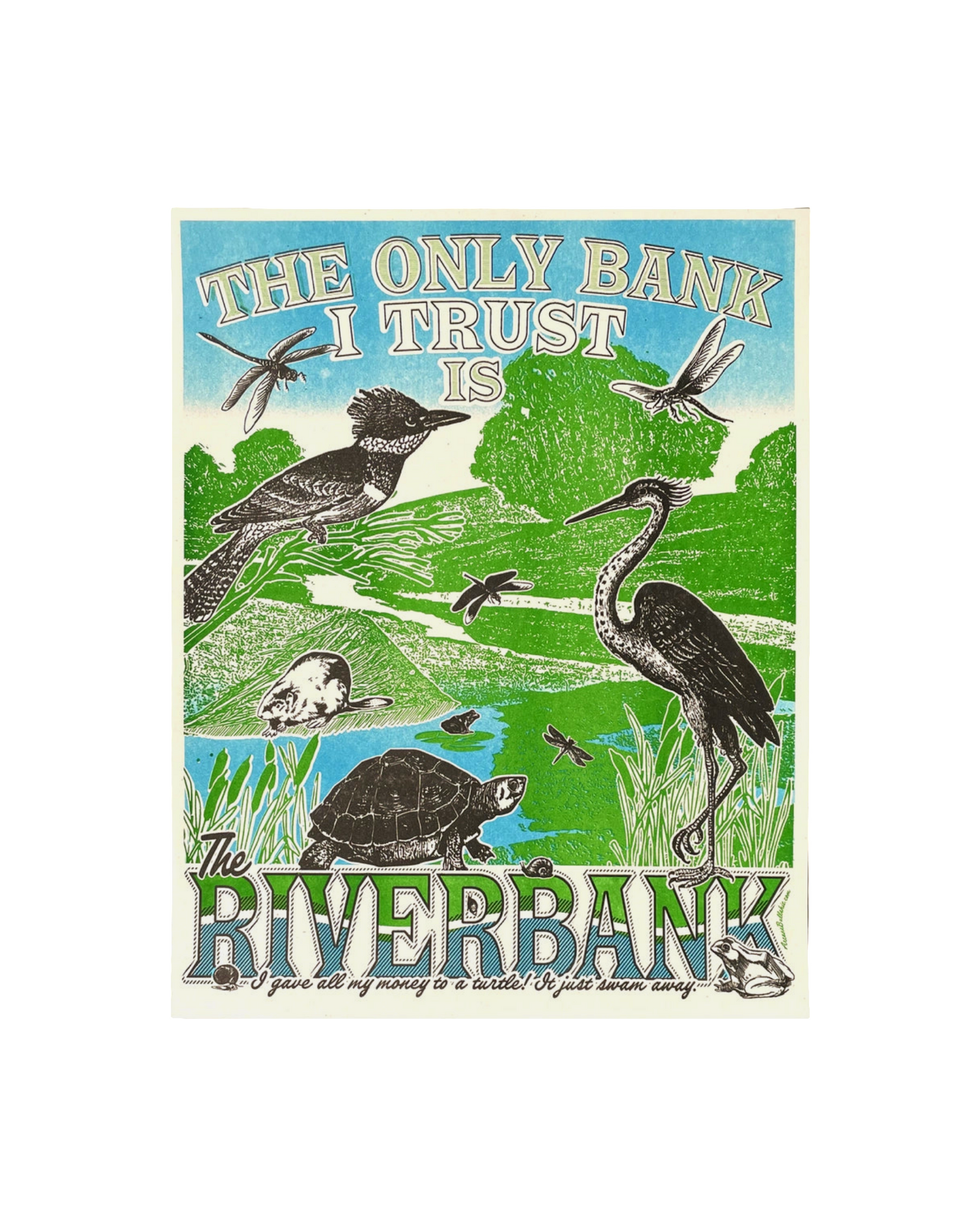 Riverbank Risograph Print