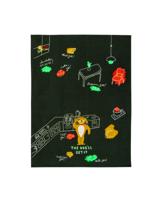 The Dog'll Get It Dish Towel