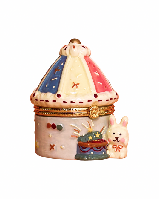Carousel Bunny Hand Painted Trinket Box