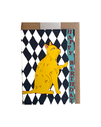 Happy Birthday Checkerboard Cat