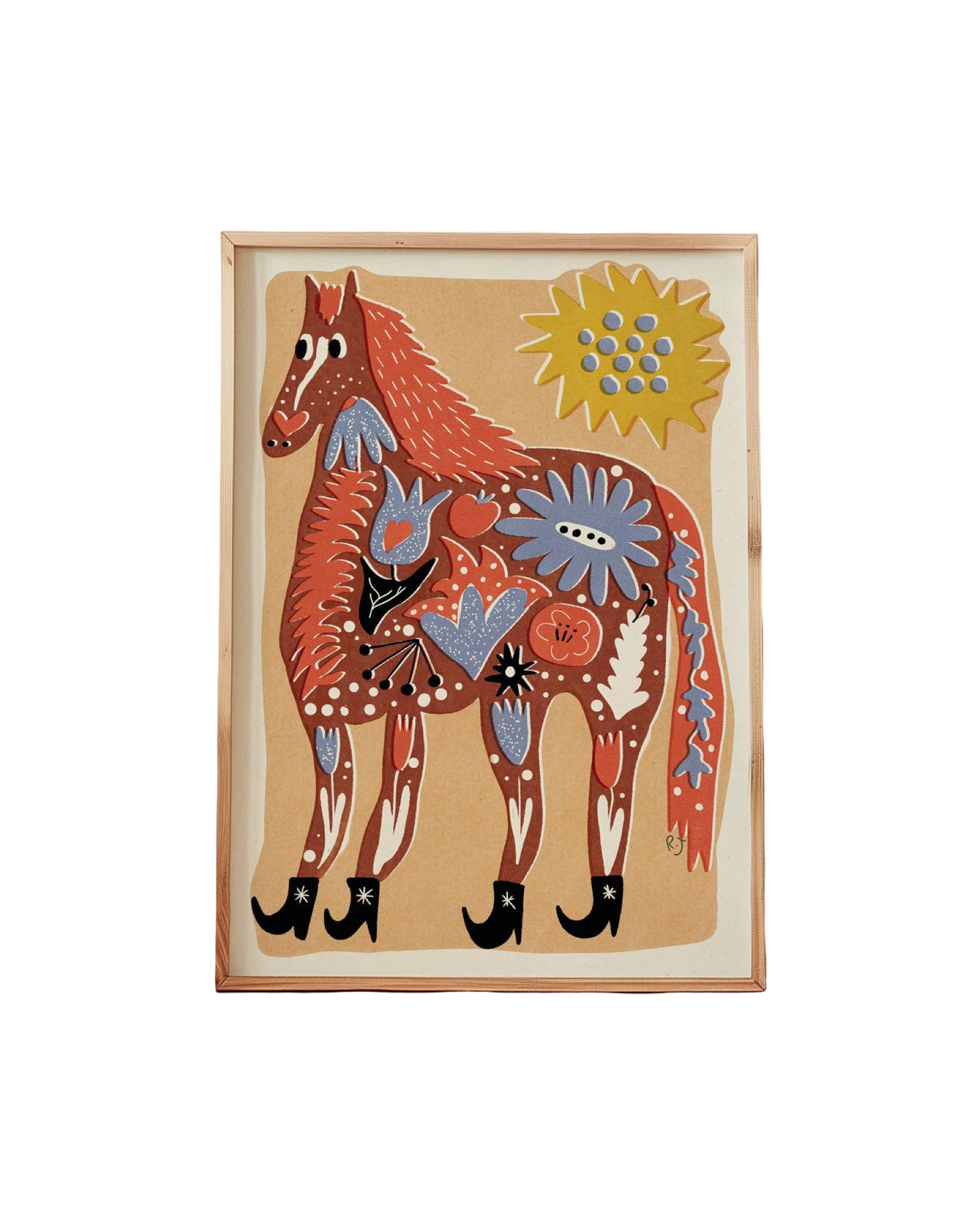 Folk horse A4 Print