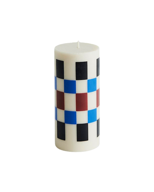 Small Column Candle / Off-White, Brown, Black & Blue