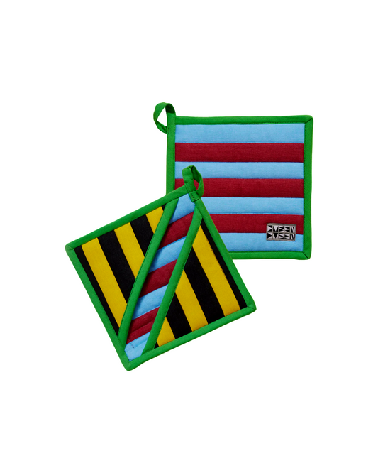 Mustard Stripe Pocket Pot Holder