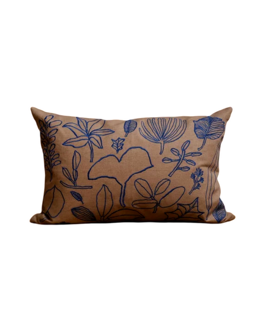 Botanic Leaves Embroidered Cushion