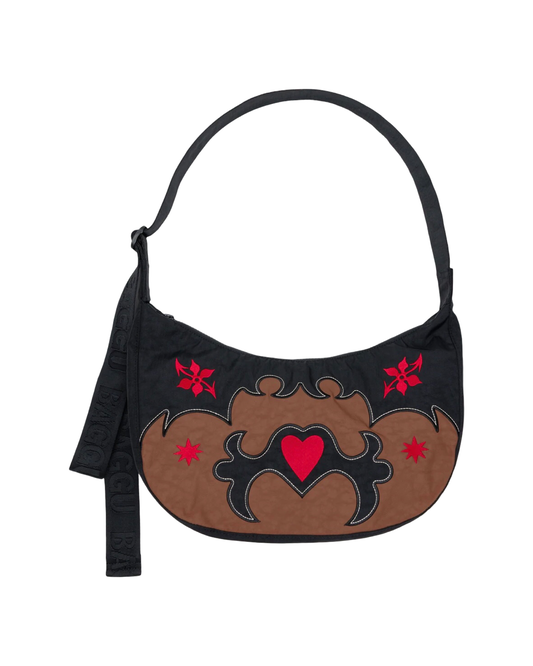 Western Appliqué Medium Nylon Crescent Baggu