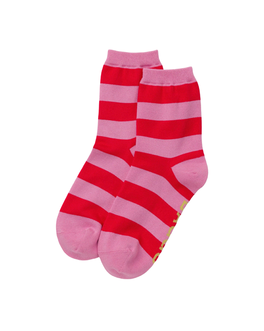Pink Stripe Crew Socks