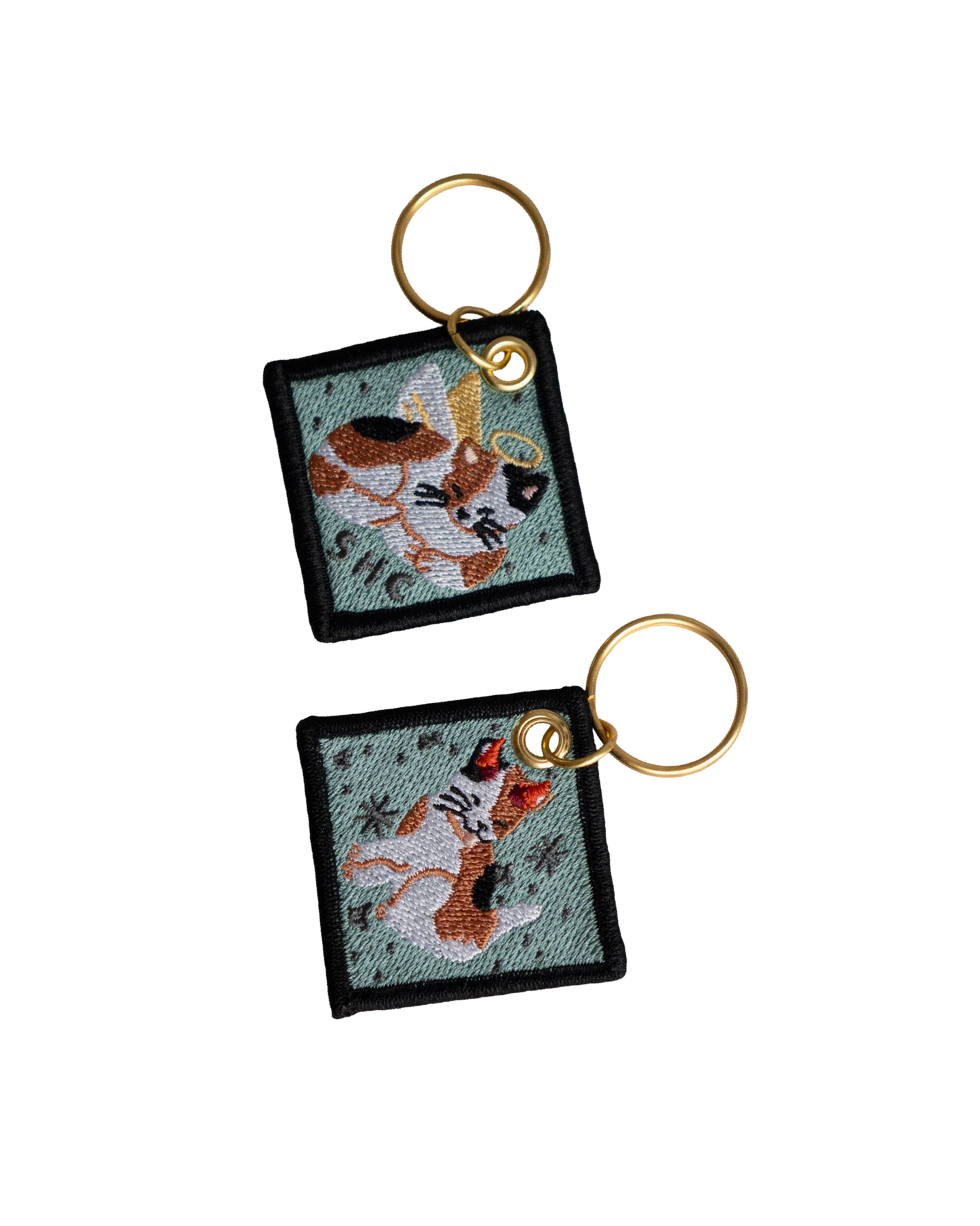 Duality Cat Embroidered Keychain
