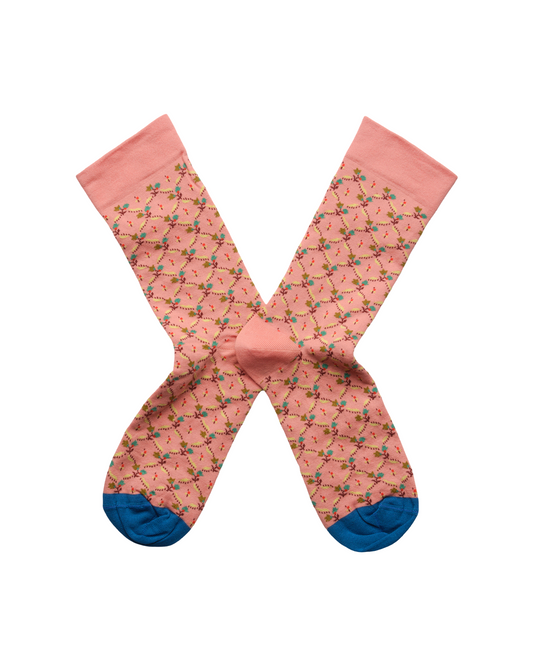 Powder Pink Floral Trellis Socks