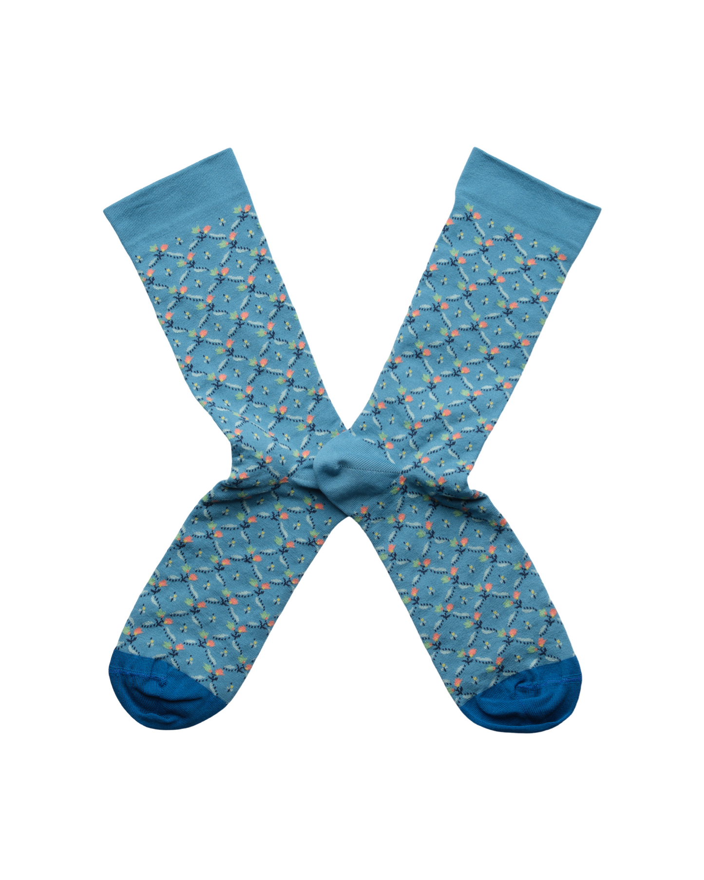 Washed Blue Floral Trellis Socks