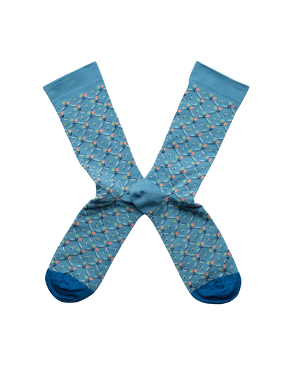 Washed Blue Floral Trellis Socks