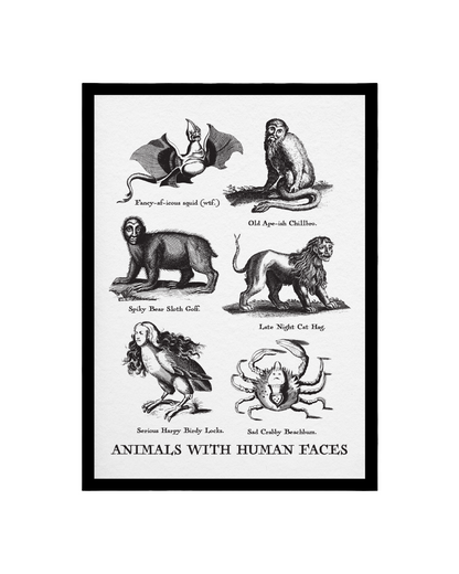 Animals With Human Faces A3 Print 