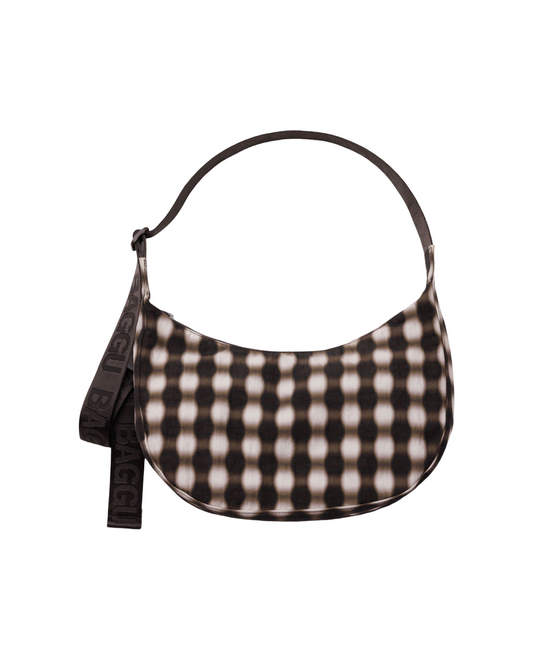Blurred Gingham Medium Nylon Crescent Baggu