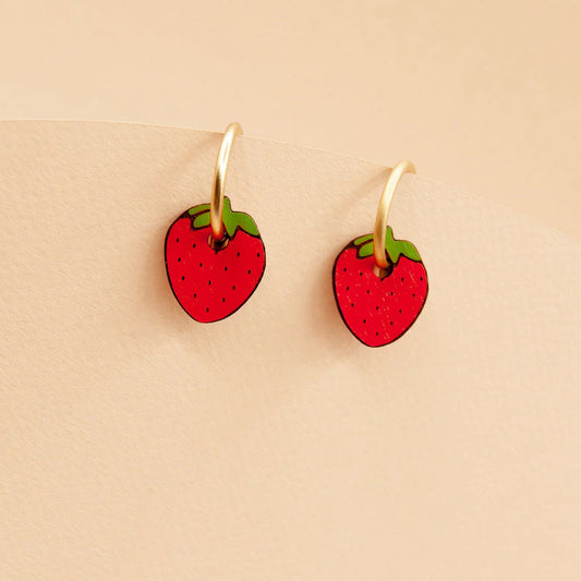 Little Strawberry Hoop Earrings