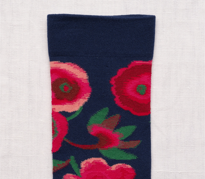 Dark Blue Flowers Socks