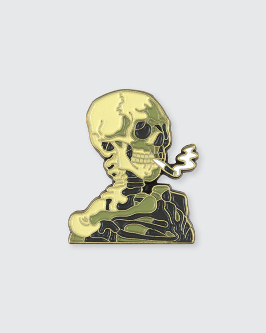 Skull of a Skeleton with Burning Cigarette  • Enamel Pin