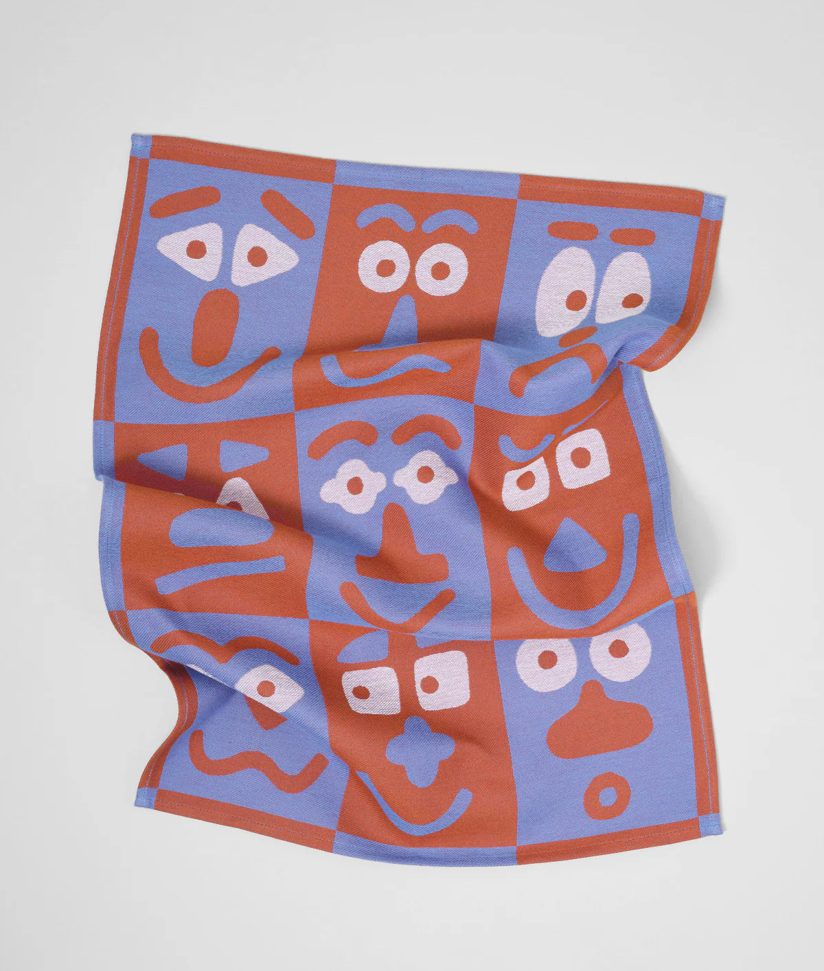 Blue Making Faces Tea Towel