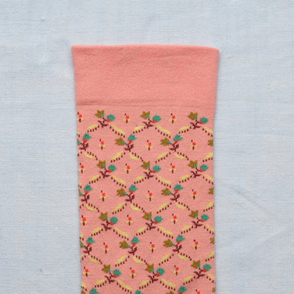 Powder Pink Floral Trellis Socks