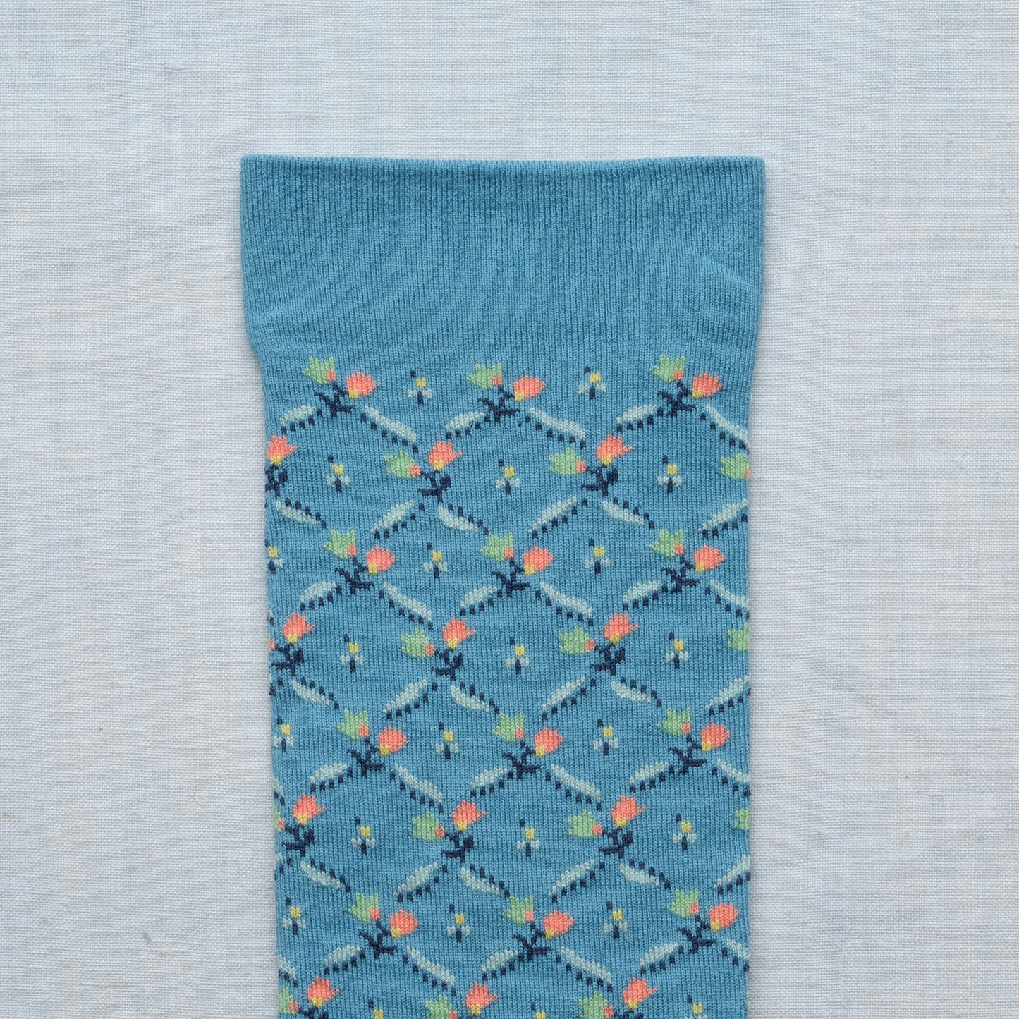 Washed Blue Floral Trellis Socks
