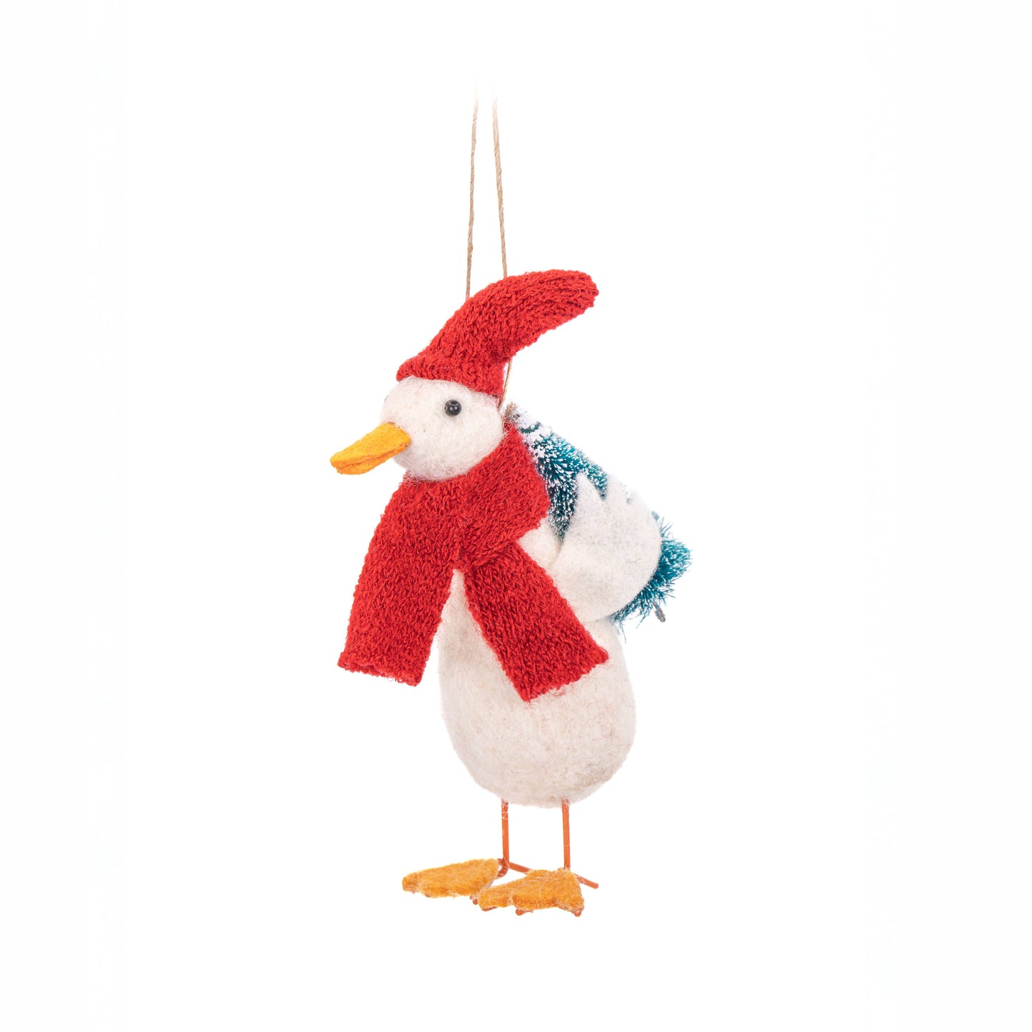 Goose with Santa Hat and Tree Felt Decoration