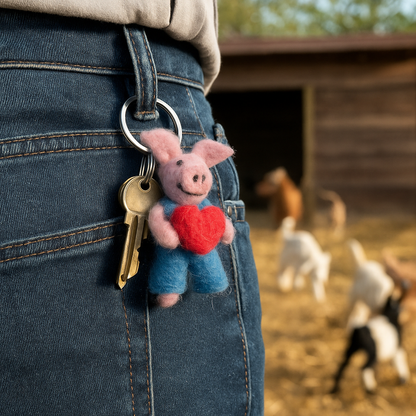 Piglet Felt Keyring