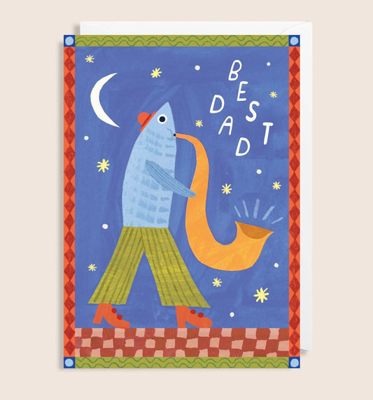 Saxophone Fish Father's Day Card