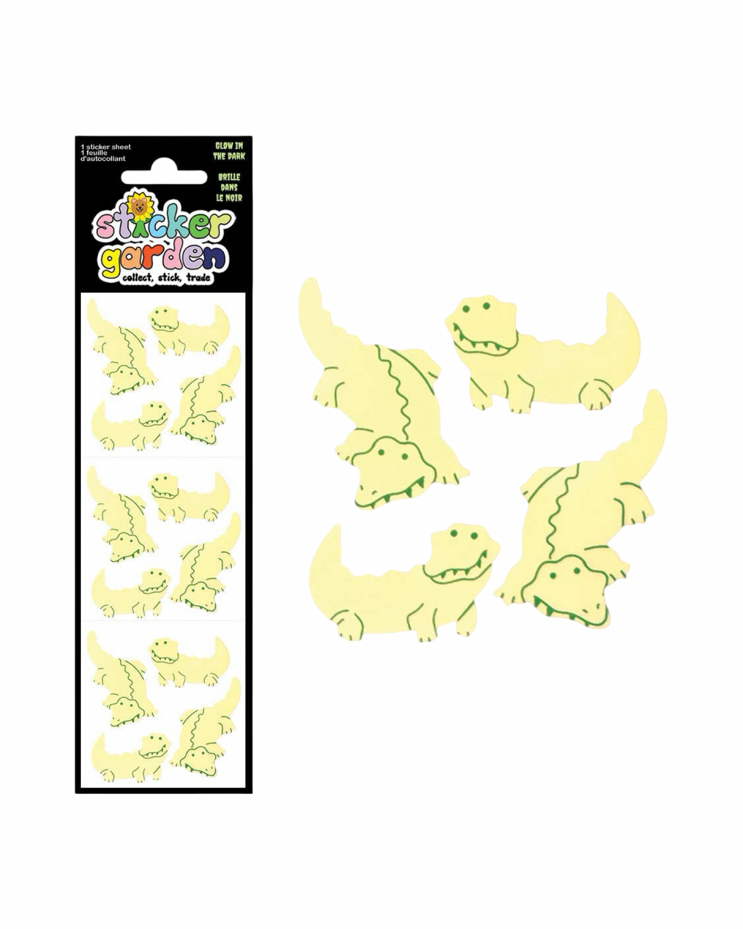 Glow in the Dark Crocodile Sticker Sheet