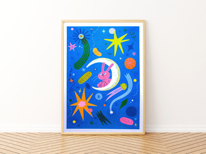 Space Bunny A3 Risograph Print