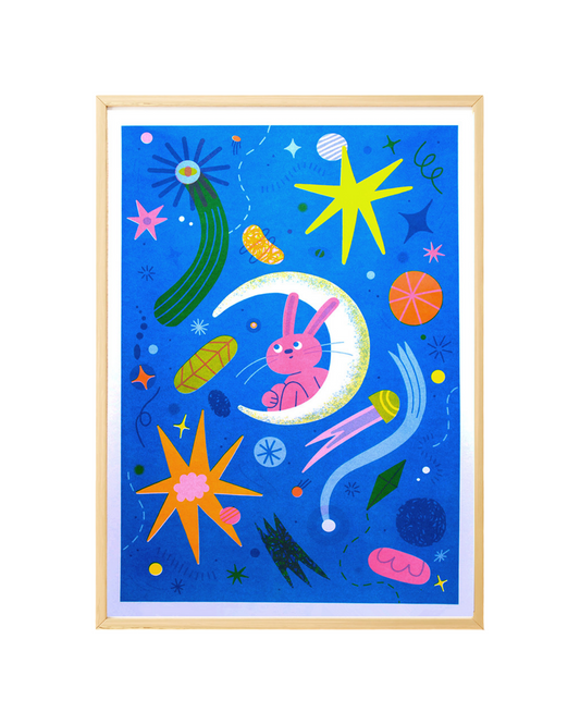 Space Bunny A3 Risograph Print