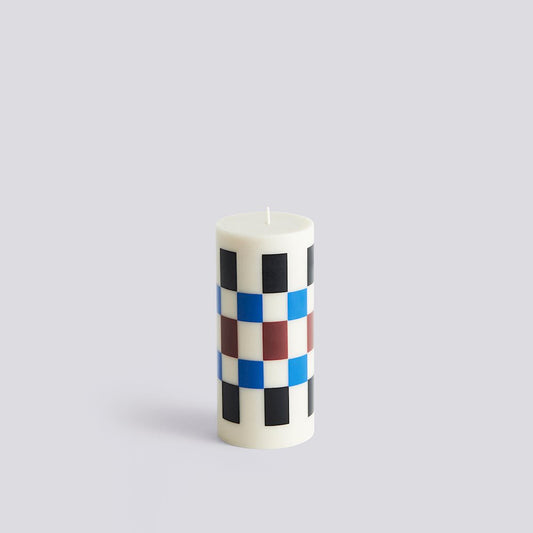 Small Column Candle / Off-White, Brown, Black & Blue