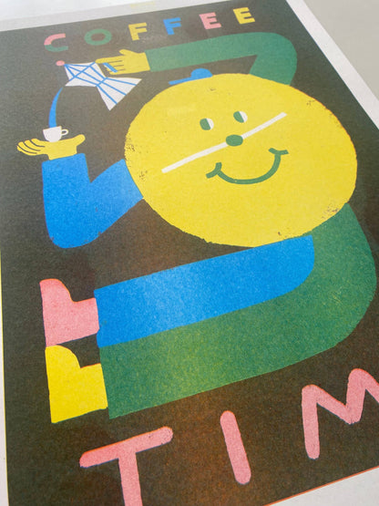 Coffee Time! Risograph A3 Riso Print