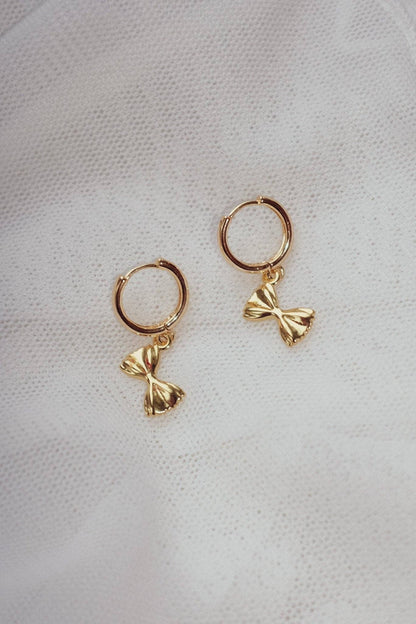 Farfalle Pasta Bow Charm Mini Hoops