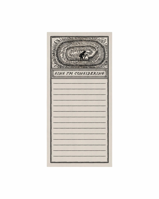 Sins I'm Considering Notepad