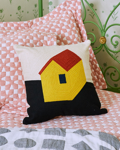 House Embroidered Pillow
