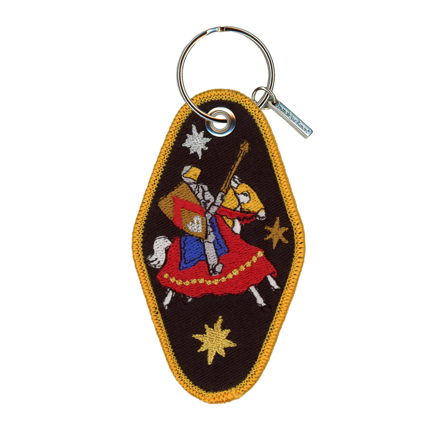 Metal Heart Embroidered Keychain