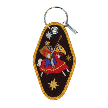 Metal Heart Embroidered Keychain