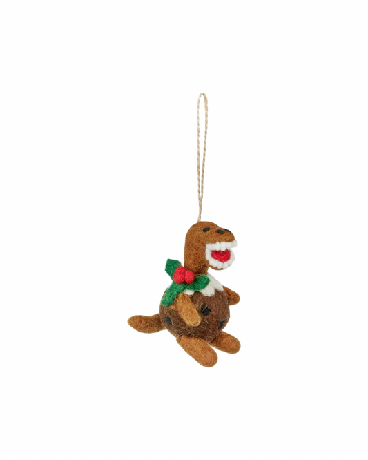 Christmas Pudding T-Rex Felt Decoration