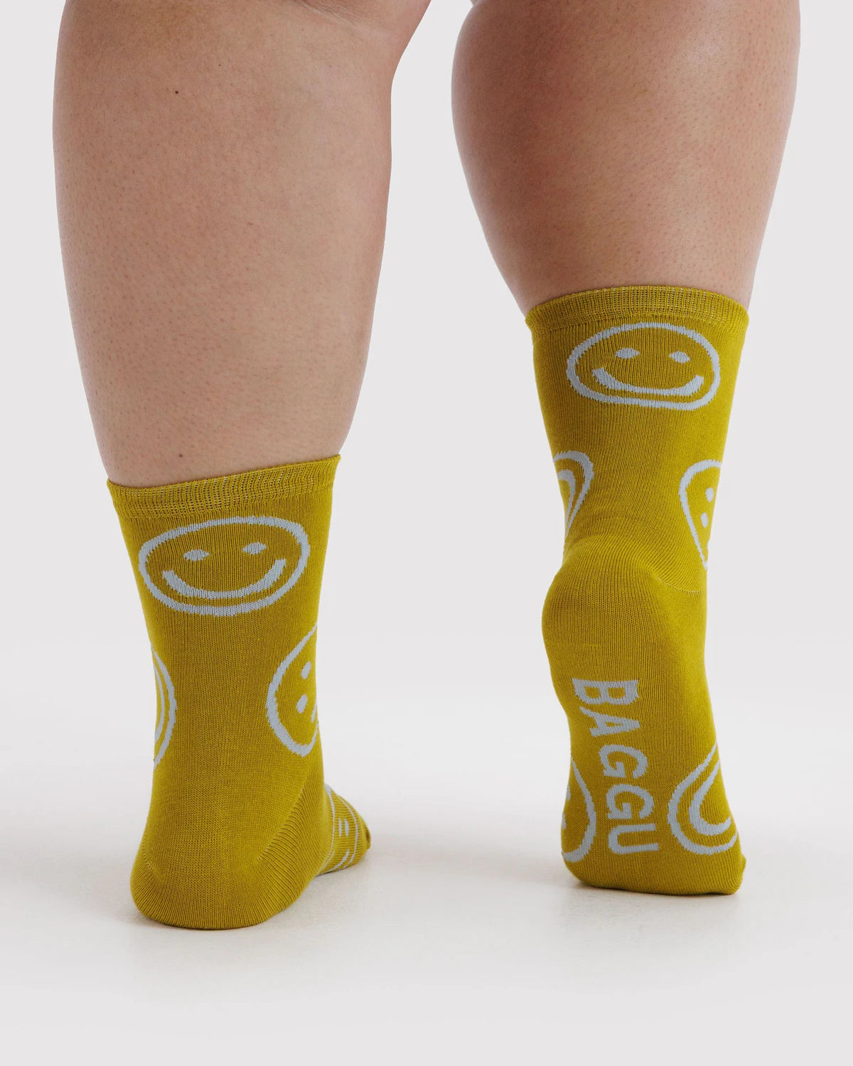 Ochre Happy Crew Socks