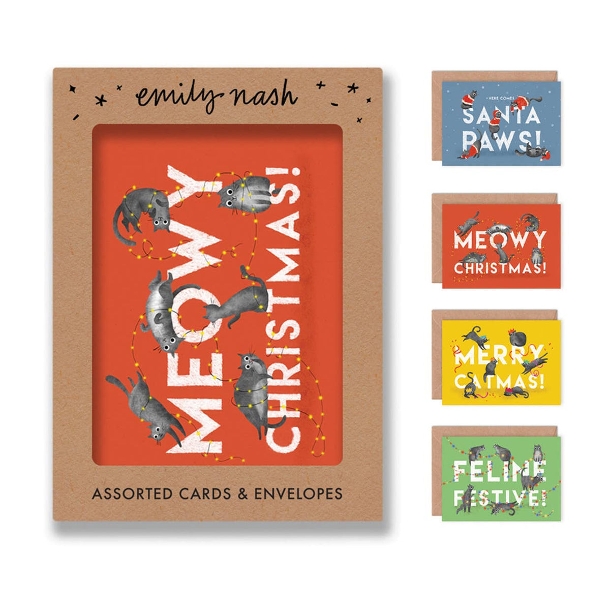 Christmas Cats - Box of 8 Assorted Cards