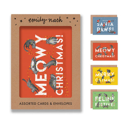 Christmas Cats - Box of 8 Assorted Cards