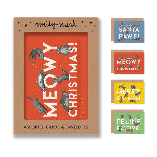 Christmas Cats - Box of 8 Assorted Cards