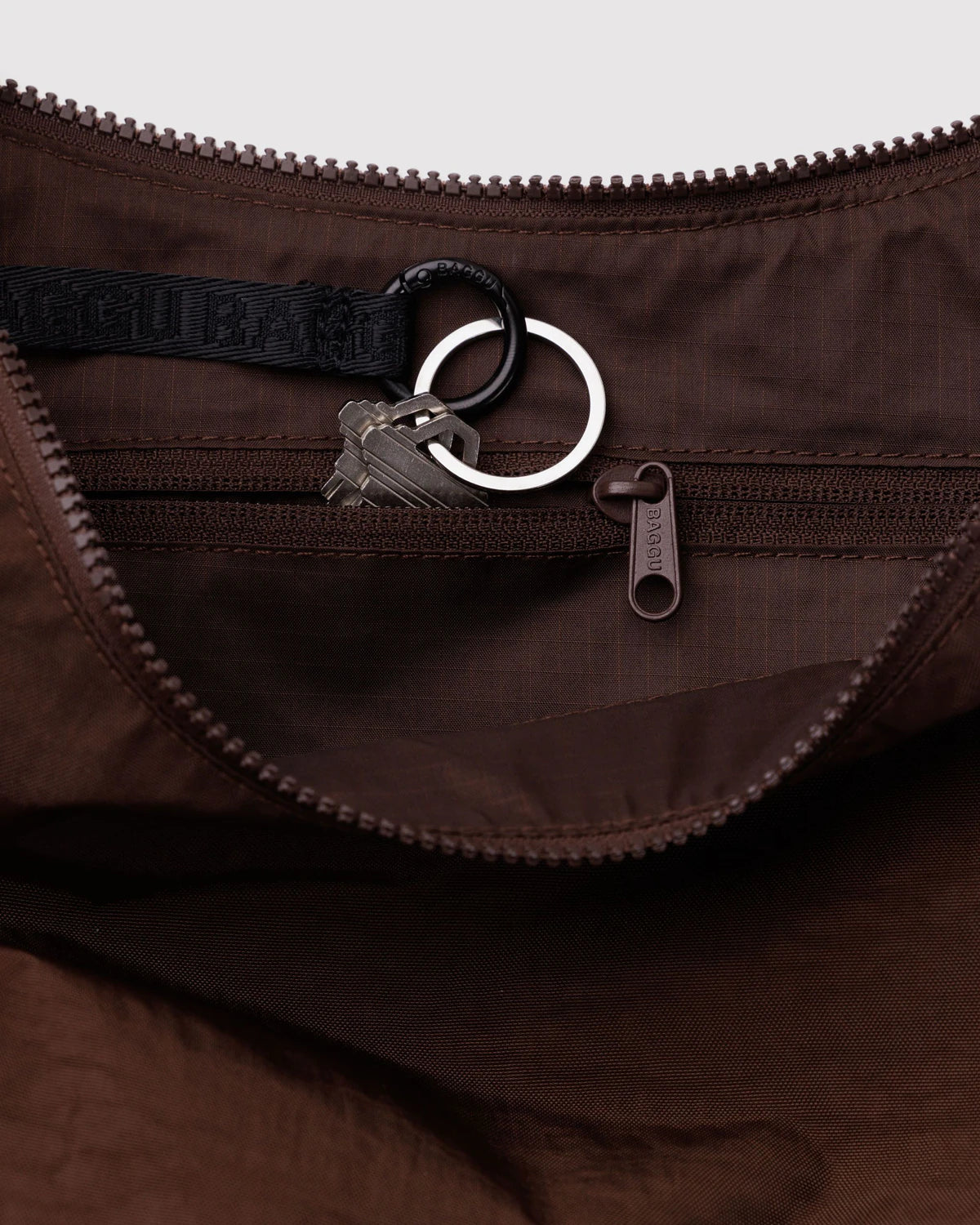 Coffee Medium Nylon Crescent Baggu