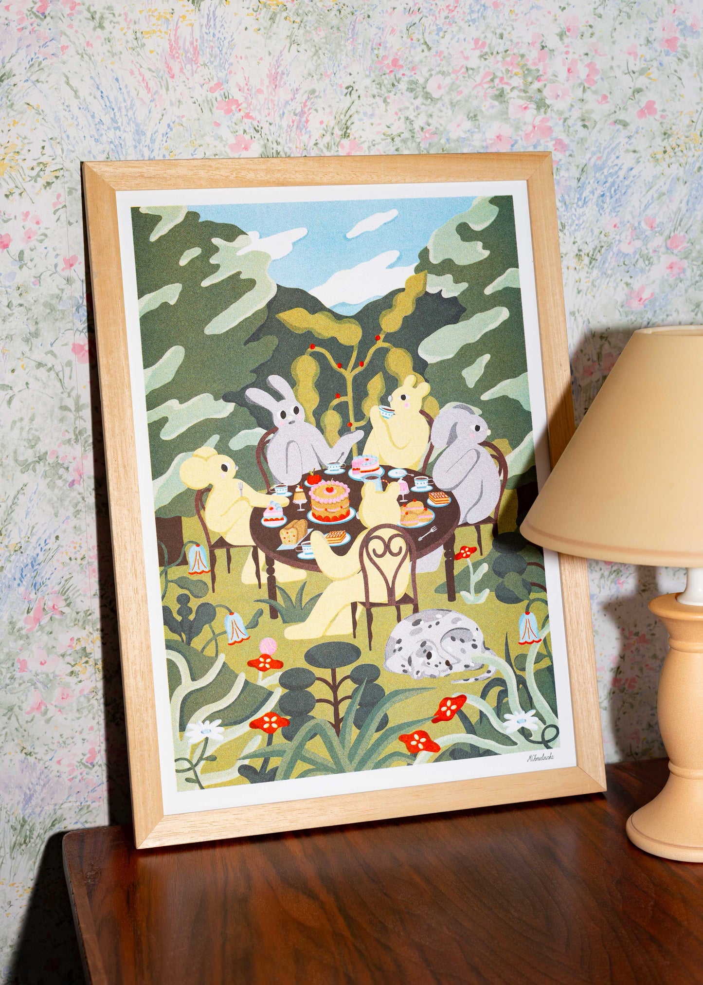 Tea Time in the Garden - Magda Chmielowska A3 Print