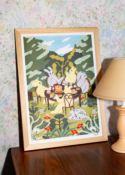 Tea Time in the Garden - Magda Chmielowska A3 Print