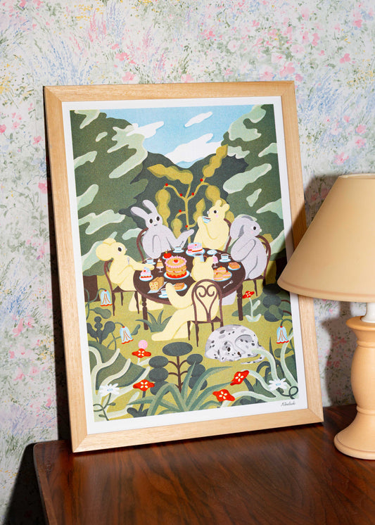 Tea Time in the Garden - Magda Chmielowska A3 Print