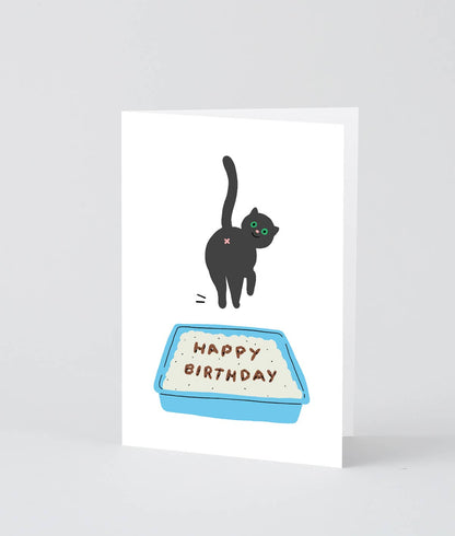 Birthday Cat Poop Greetings Card
